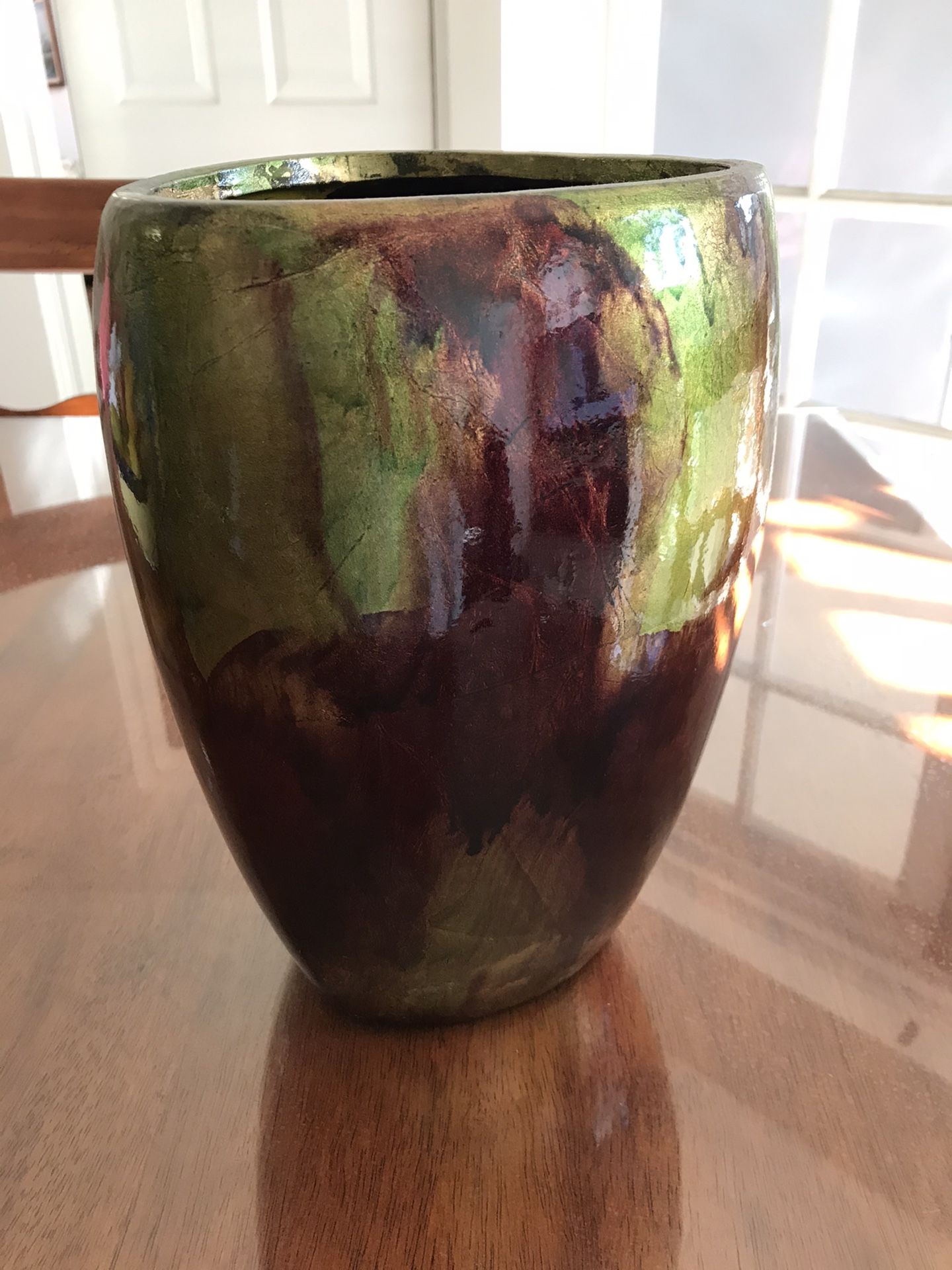 Abstract boho vase with shiny finish