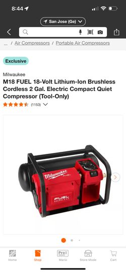 M18 FUEL 18-Volt Lithium-Ion Brushless Cordless 2 Gal. Electric Compact Quiet Compressor (Tool-Only)