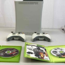 XBOX 360 CONSOLE, 2 Controllers And Games