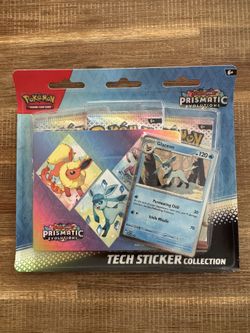 Pokemon Prismatic Evolutions Sticker Tech Collection 3-pack Blister Glaceon