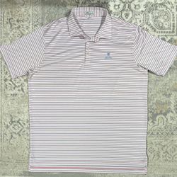 Peter Millar Summer Comfort Golf Striped Polo Lake Nona Men Size XL 