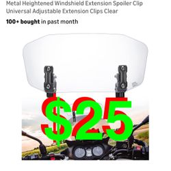 (Small Scratches from Shipping) Motorcycle Windshield Upgraded Aluminum Metal Heightened Windshield Extension Spoiler Clip Universal Adjusta