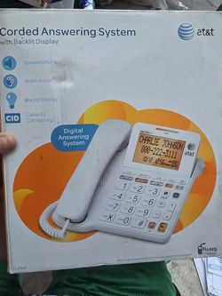 AT&T Cl494 Corded Phone with Answering System and Backlit Display - White