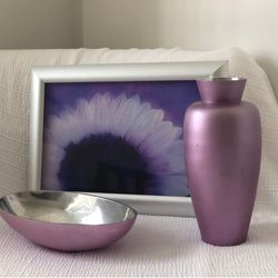 2 Metal Vases and 1 Picture framed(Set)