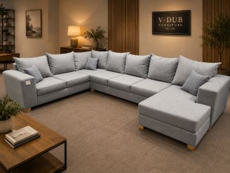 Extra large gray linen sectional (marked way down!)