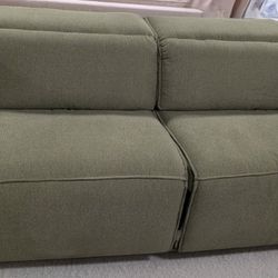 New! Joybird Camden Modular Reclining 2-Piece Sofa, both seats recline! In Faithful Olive