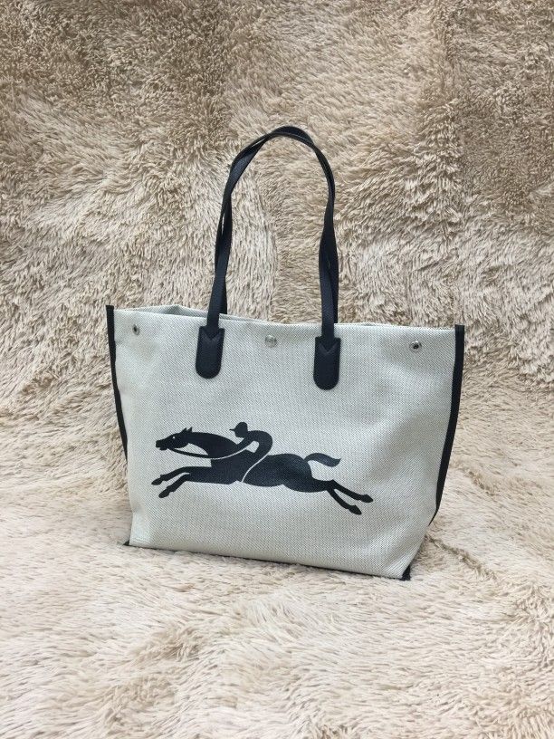 Longchamp Large Canvas Tote Shoulder Bag