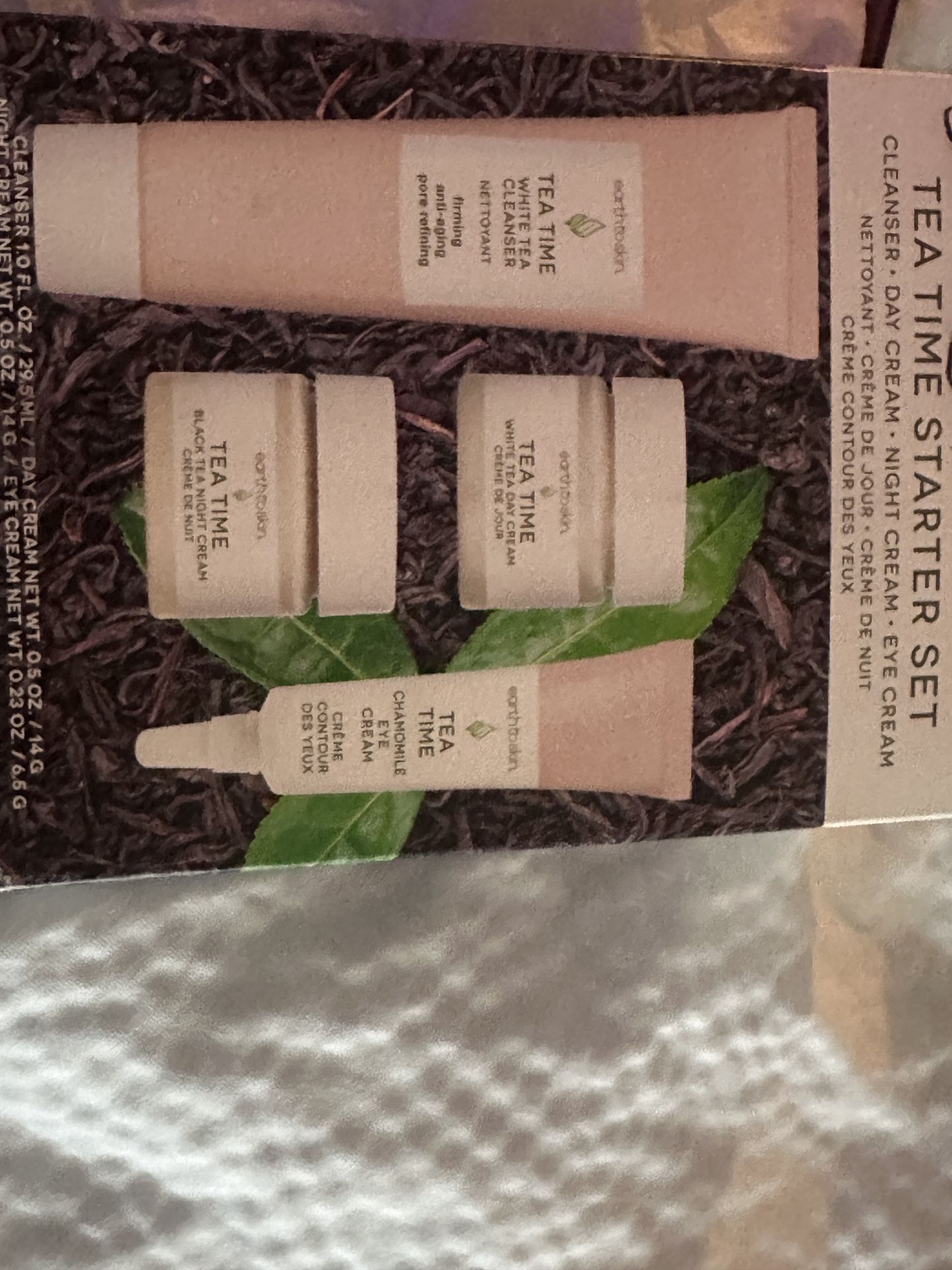 Earth To Skin Tea Time Starter Set, Cleanser, Day/Night Cream, Eye Cream, Sealed