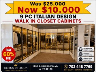 9 pc italian desing closet cabinets