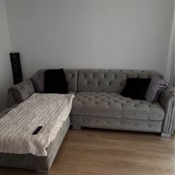 Tufted Sectional Sofa Grey