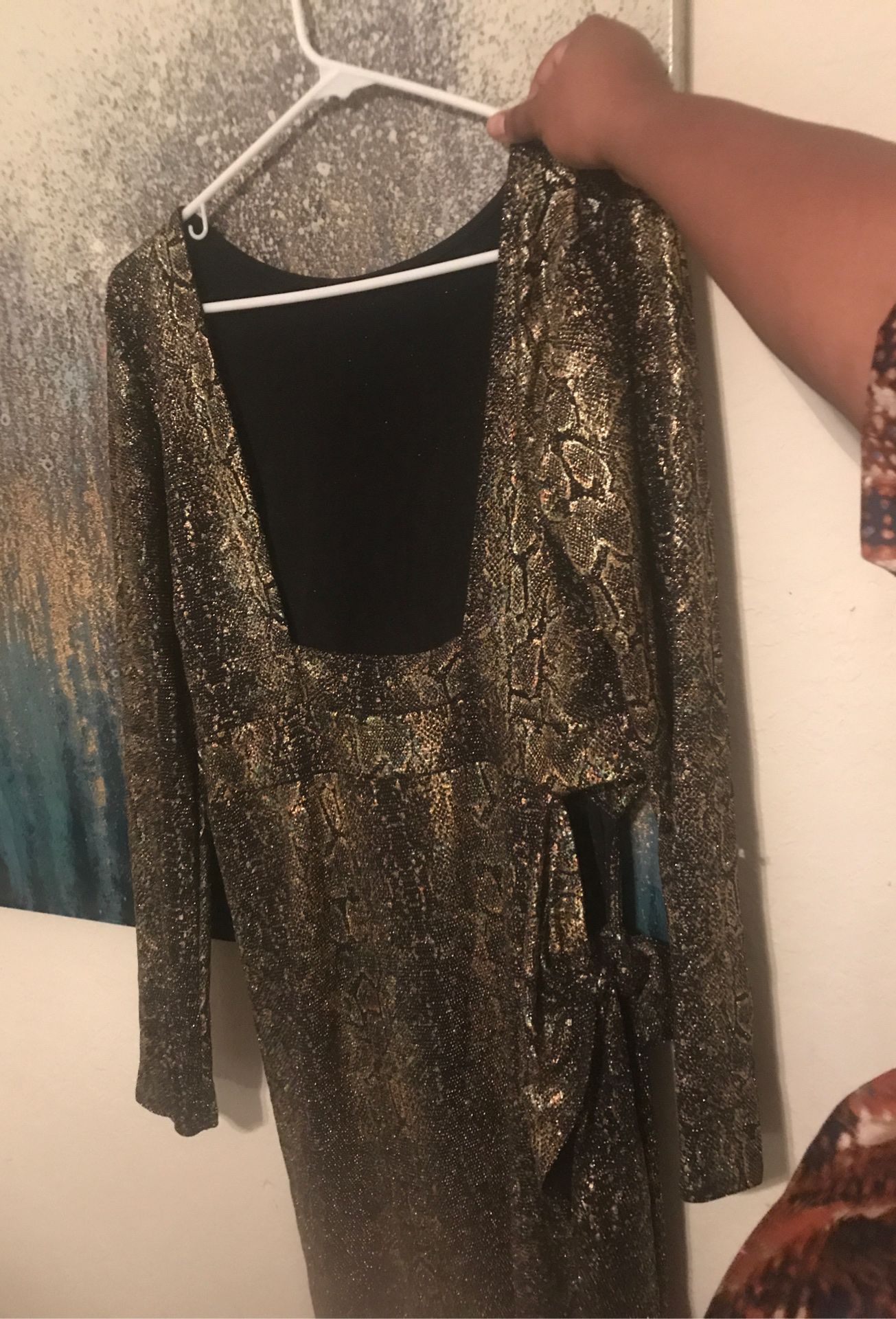 Snakeskin print Glittery Dress-Fashionnova