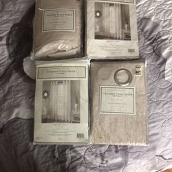 Lot Of 4 Crushed Voile 108-Inch Grommet Top Sheer Window Curtain Panel 