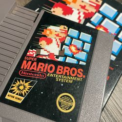 VERY RARE!! NINTENDO NES!! SUPER MARIO BROS W/ CARTRIDGE, OG BOX & DUST COVER!! 