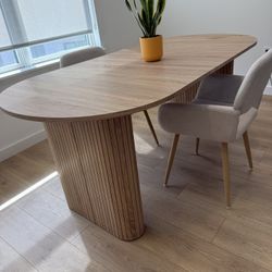 Modern Oval Dining Table+2 Chairs Complete Set