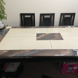 Marble Dining Table with 3 Chairs