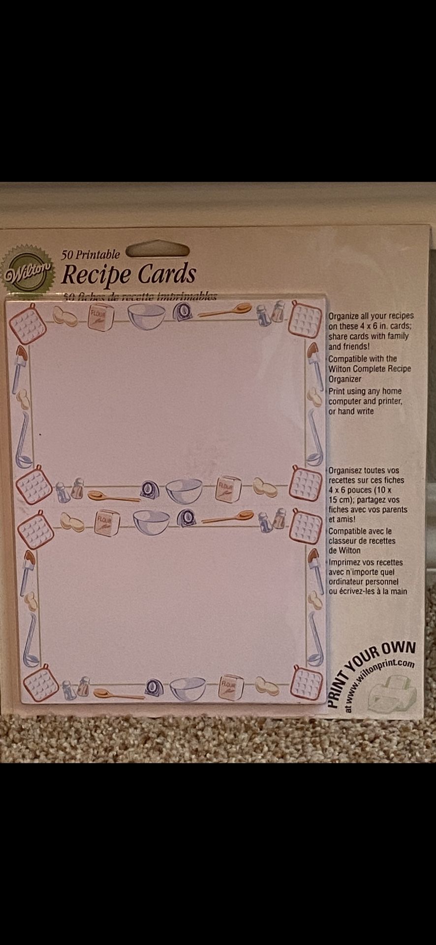 Wilton Printable Recipe Cards