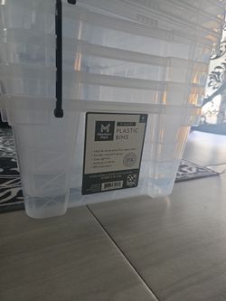 Clear Plastic Costco Storage Bins with Lids – Set of 4