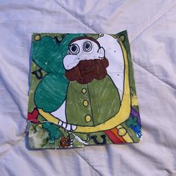 Man In Green Hat w/ Mustache St Patricks Day Americana Folk Art Drawing 14x11”