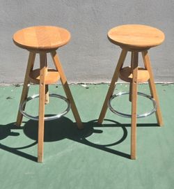 1990'S IKEA "Ringo" Swivel Stools / Adjustable French Style - Pair