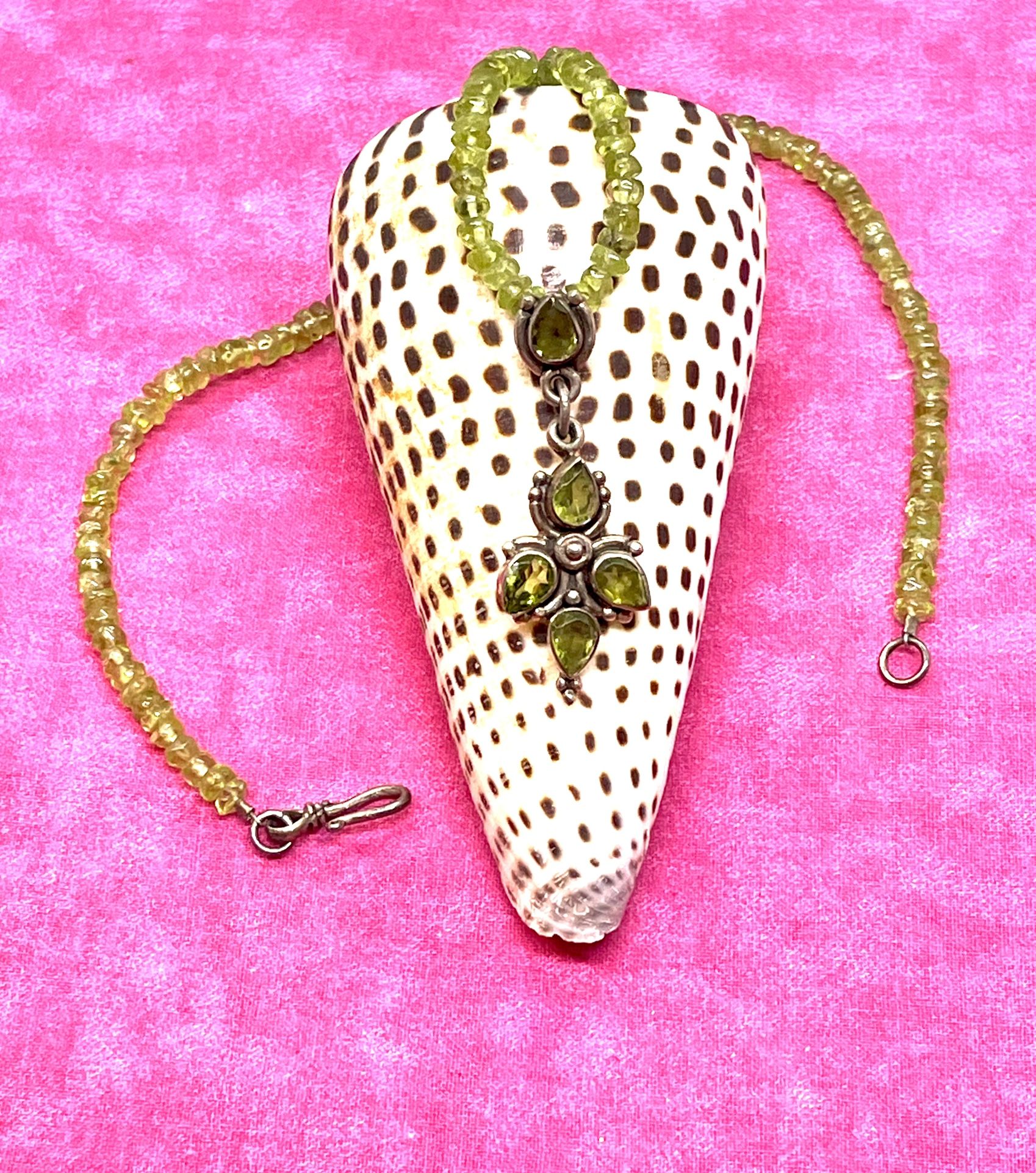 Artisan Peridot & Silver Necklace 16"