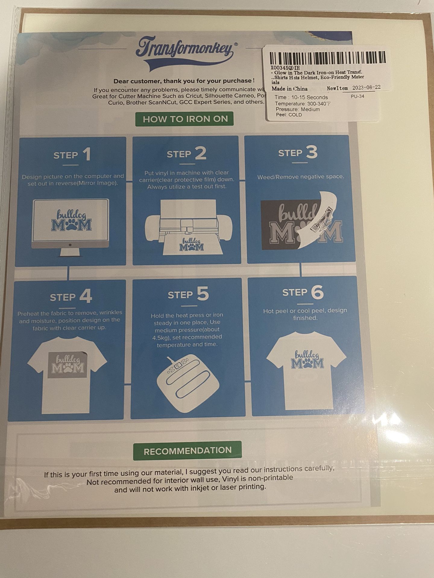 Iron on heat transfer