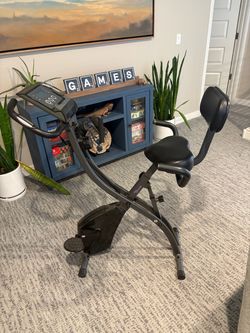 Folding Stationary Exercise Bike with Backrest