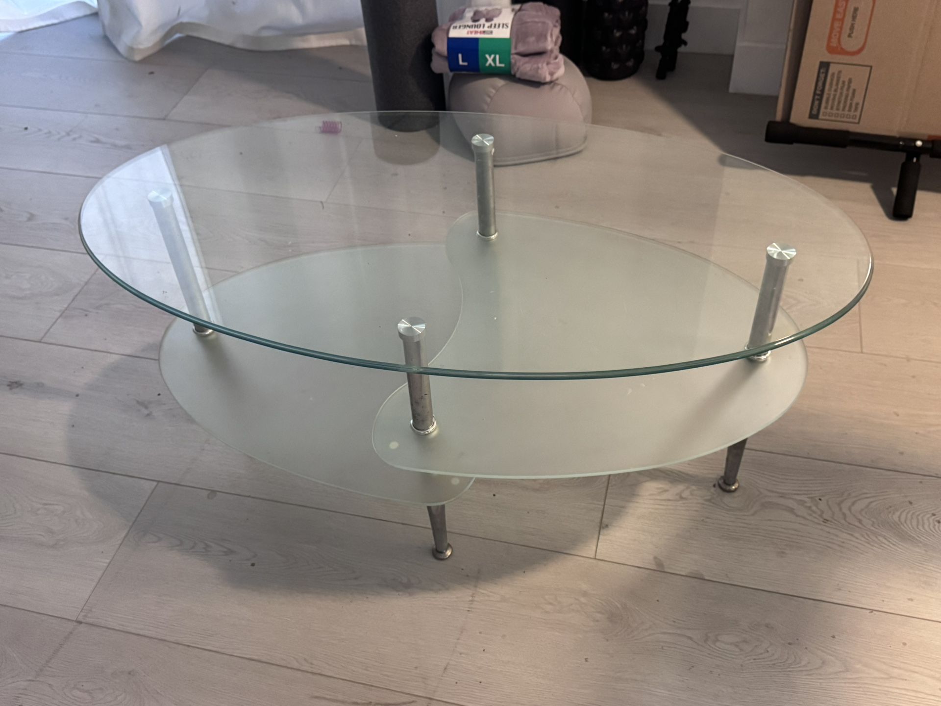 Modern Glass Coffee Table – 3’2” Wide x 16.5” Tall – $60 OBO