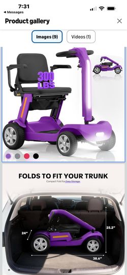 Purple 4 wheel scooter