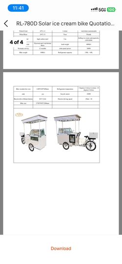 Electric Ice Cream Vending Bike Battery/solar