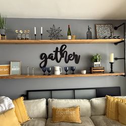 Farmhouse/Industrial Wood Shelf with metal like pipes