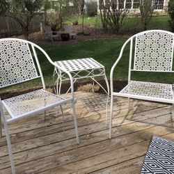 White Metal Patio Bistro Furniture Set 