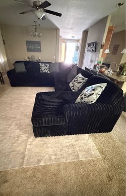 Black Corduroy Sectional Sofa,right facing chaise,sectionals,same day delivery, no money down