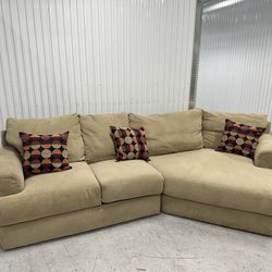 Nice Comfy Beige Sectional Couch 