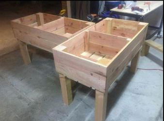 Custom privacy wall patio garden bed flower herb planter box wooden cedar redwood container vegetable urban