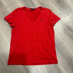 Ralph Lauren sport woman red V shape shirt