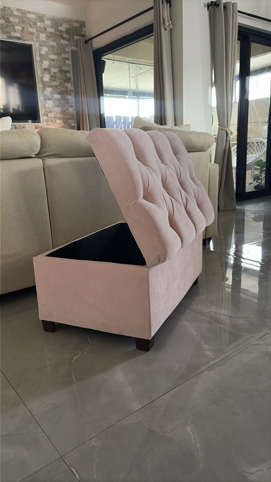 Pink Ottoman 30x19x16 With Storage 