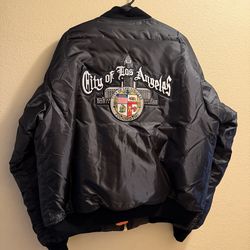 Mens City Of Los Angeles Flight/Jacket Black-Large