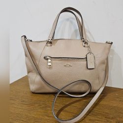Coach beige Pebbled Leather Crossbody/Satchel Bag
