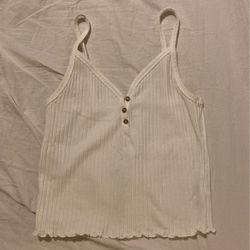 American Eagle Cropped Cami XS White Button Front