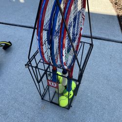 Tennis Racquets And Ball Cage