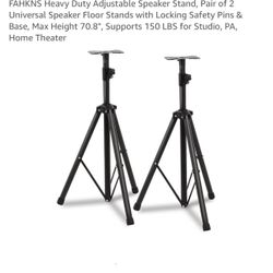 One set of adjustable height heavy duty universal speaker stands