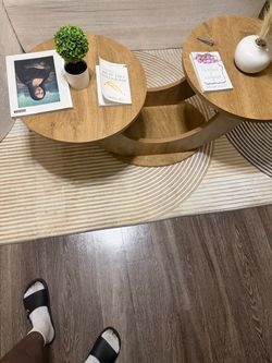 Round Wood Nesting Coffee Table Set