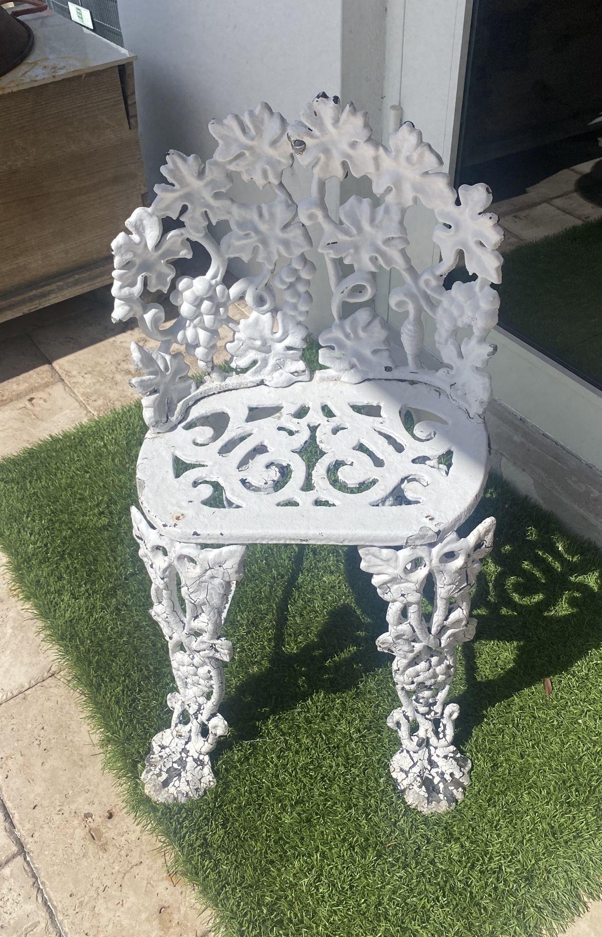 Vintage White Cast Iron Garden Chair