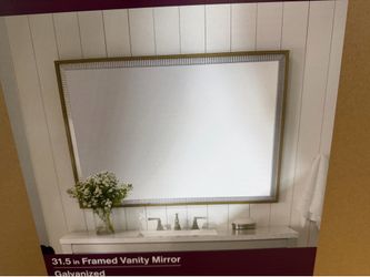 31.5 in. W x 43.5 in. H Rectangular Plastic Framed Wall Bathroom Vanity Mirror in Gray