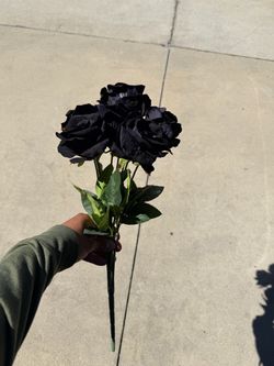Black Rose Flowers Artificial Real Touch 7 Rose Heads Per Bouquet