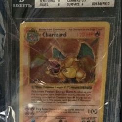 Shadowless Charizard Pokemon Card #4 Graded Beckett BGS 6 Ex-Mt