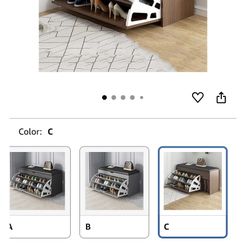 Modern 3-Tier Shoe Rack Bench, Flip-Drawer Shoe Storage, PU Padded Seat, Wooden Legs, C, 60 * 3