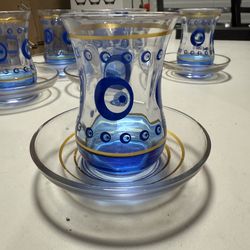Glass tea set evil eye