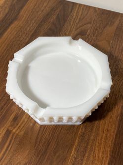 Vintage Hobnail Milk Glass Ashtray