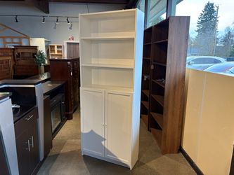 NEW! IKEA Billy White 5-Shelf Bookcase with Oxberg Doors